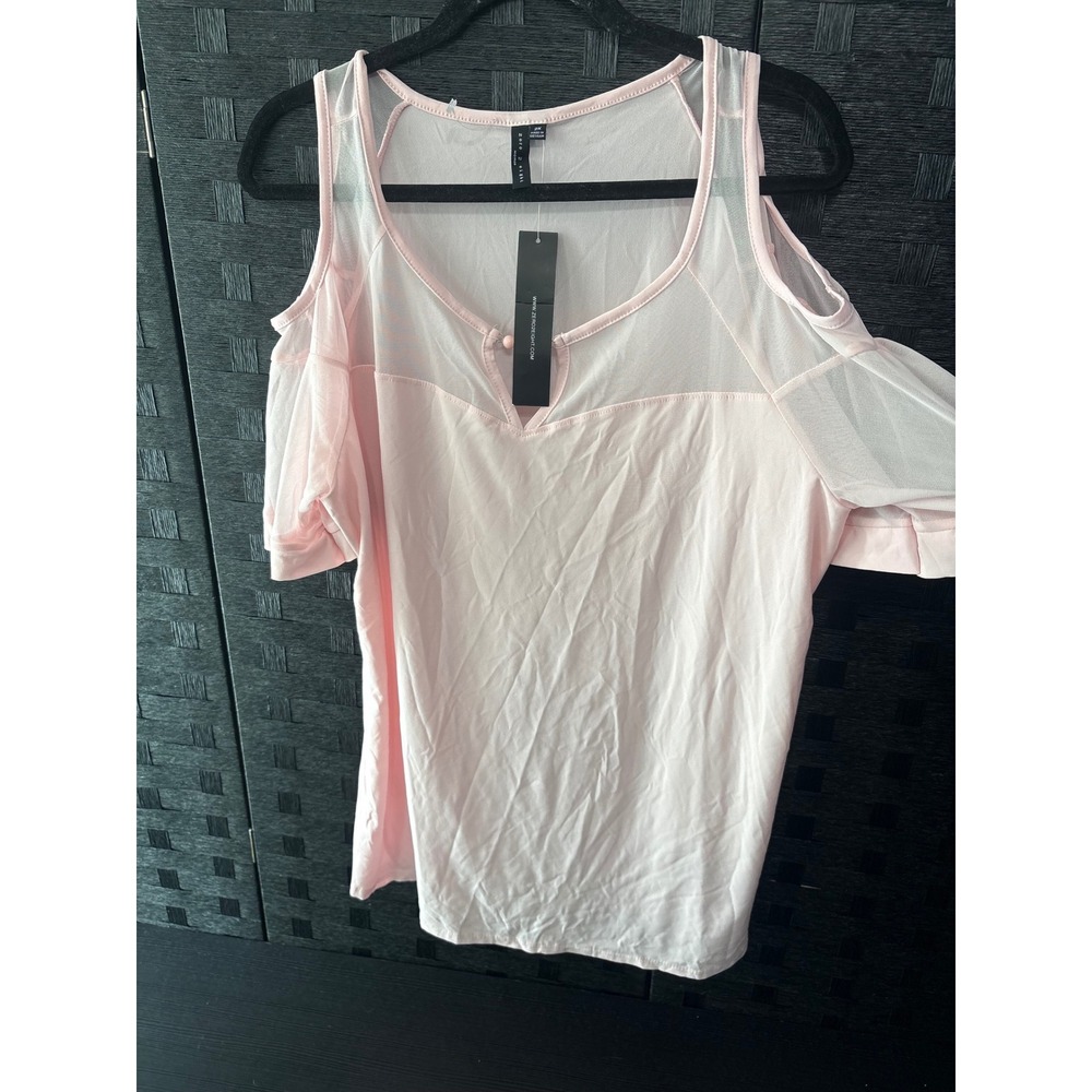 Zero to eight cold shoulder sheer mesh panel blouse/ top size 2X NWT